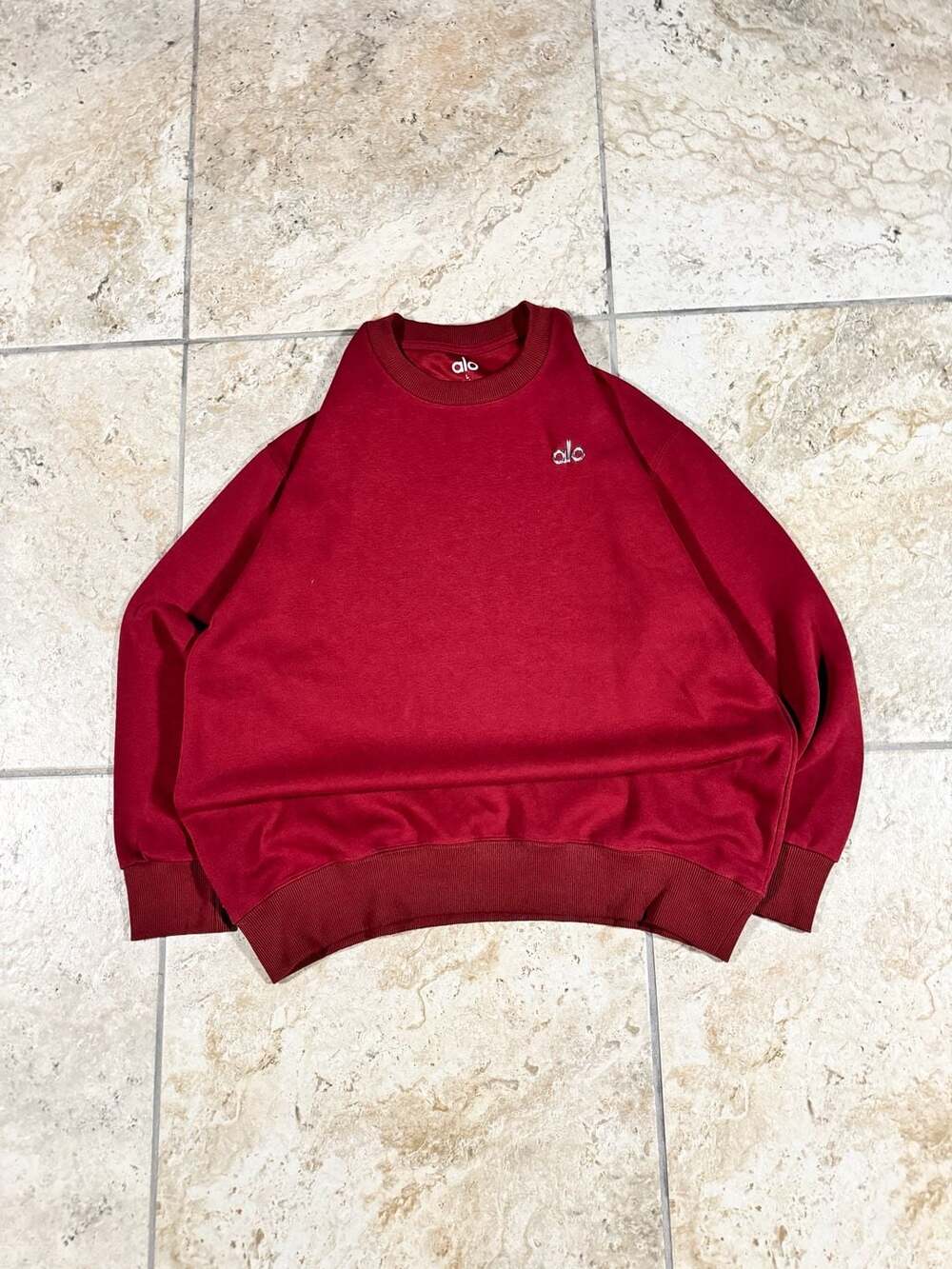 Alo Accolade Crewneck Pullover Size L Red Sweatshirt